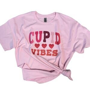 Cupid Vibes Valentine’s Day Large Pink Women’s T-Shirt